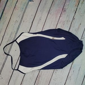 Blue and white speedo w tie around neck